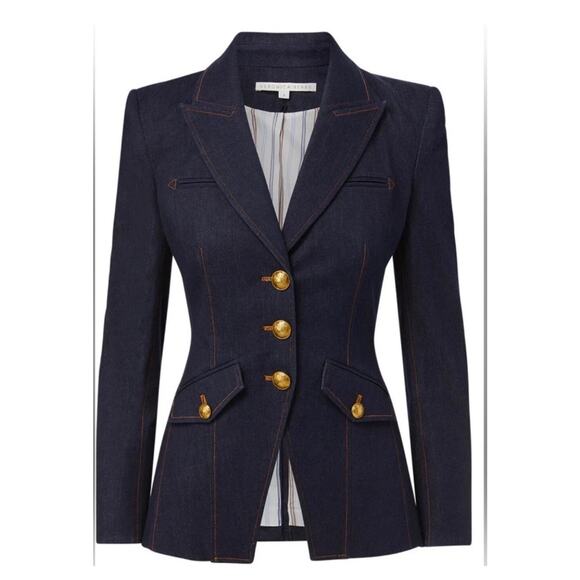 Veronica Beard Anoki Denim Dickey Jacket Size 4 Dark Oxford Wash Business Casual - Picture 1 of 9